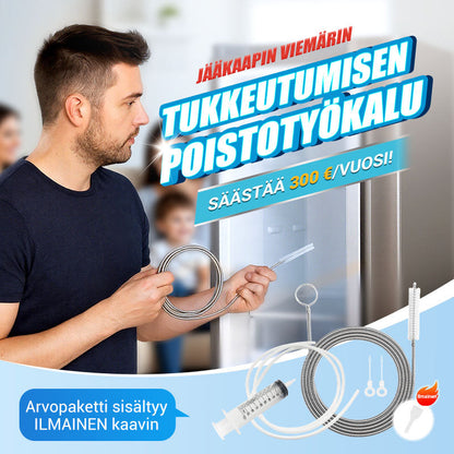 Jääkaappi tyhjä ja puhdistussarja