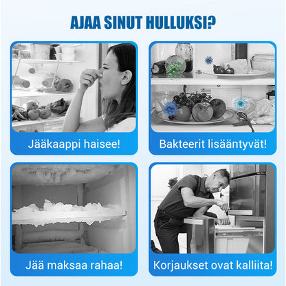 Jääkaappi tyhjä ja puhdistussarja