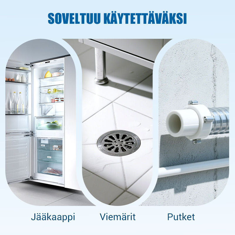 Jääkaappi tyhjä ja puhdistussarja