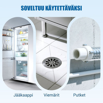 Jääkaappi tyhjä ja puhdistussarja