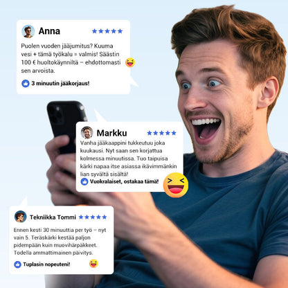 Jääkaappi tyhjä ja puhdistussarja