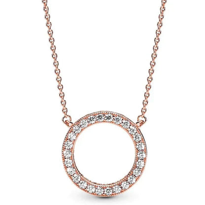 Neue 925 Sterling Silber Zeitlose Eleganz Schneeflocke akzentuierte kreisförmige Herzen Collier Halskette für beliebte Perlen Charm DIY Schmuck