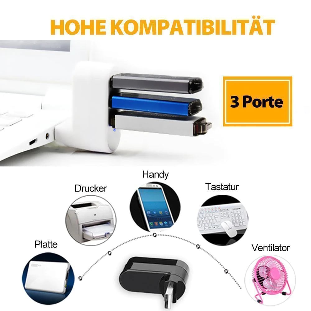 Käytännölliset Lahjat - Monikäyttöinen Mini Käännettävä 3-Porttinen Usb-Liitin